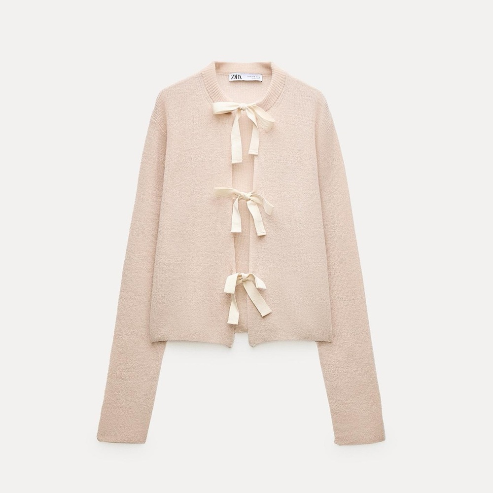 Zara Bows Knit Cardigan wool alpaca